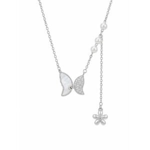 Mira Butterfly Pearl Drop Necklace