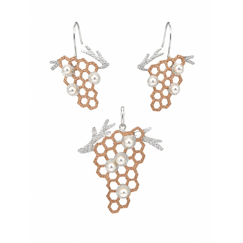 Comb Pearl Honeycomb Jewellery Set