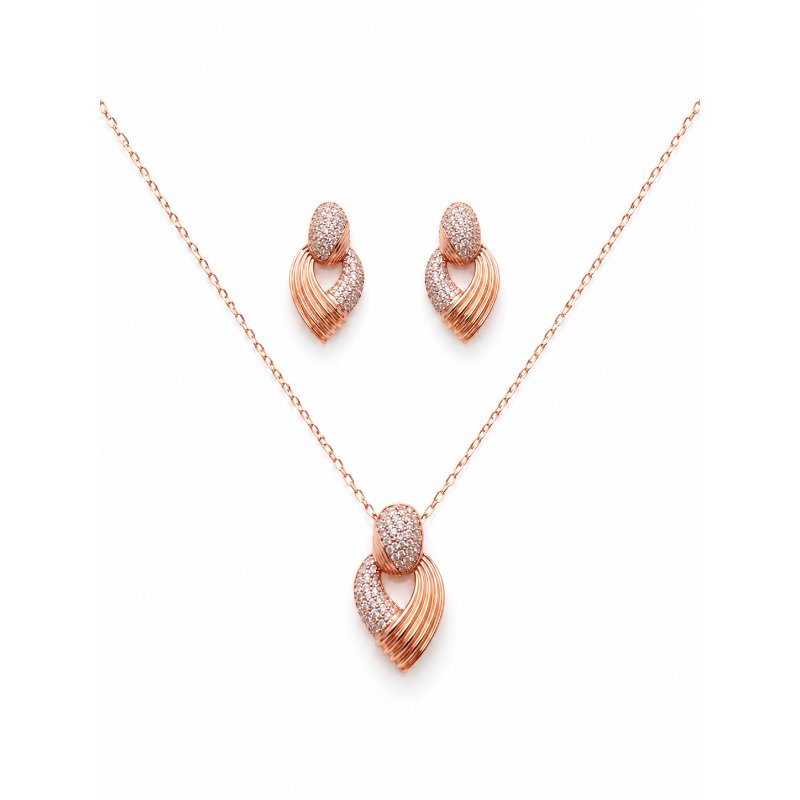 Coral CZ Twist Jewellery Set