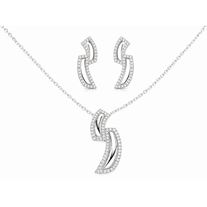 Raya CZ Sculptural Curve Jewellery Set