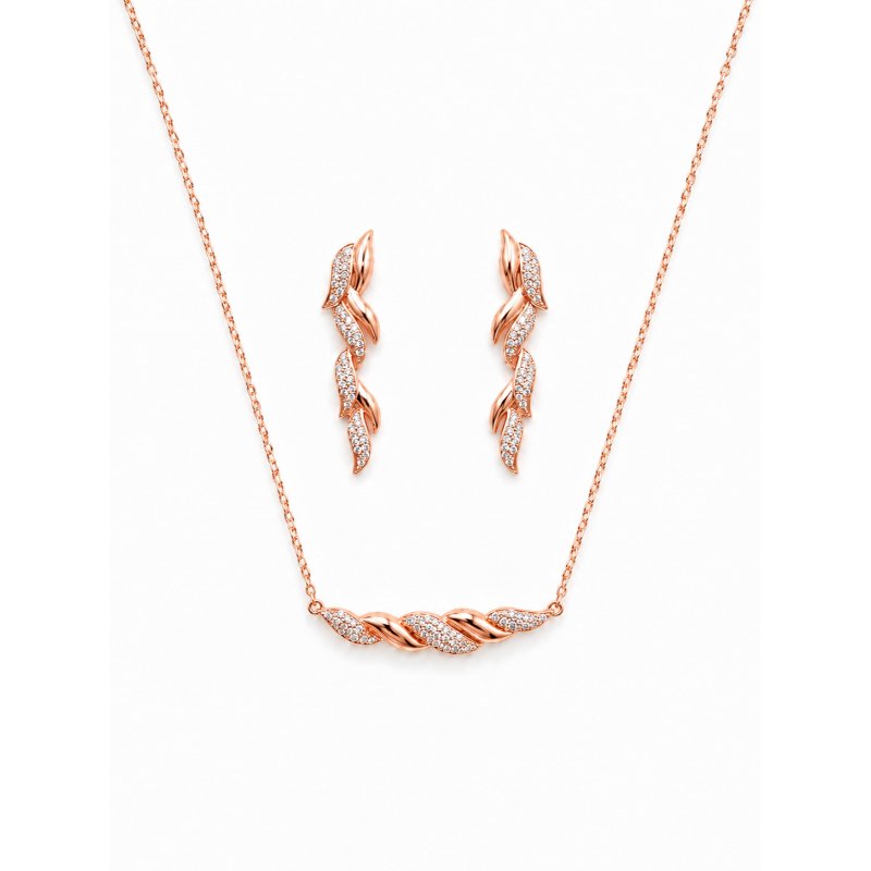 Willow CZ Twisted Leaf Jewellery Set